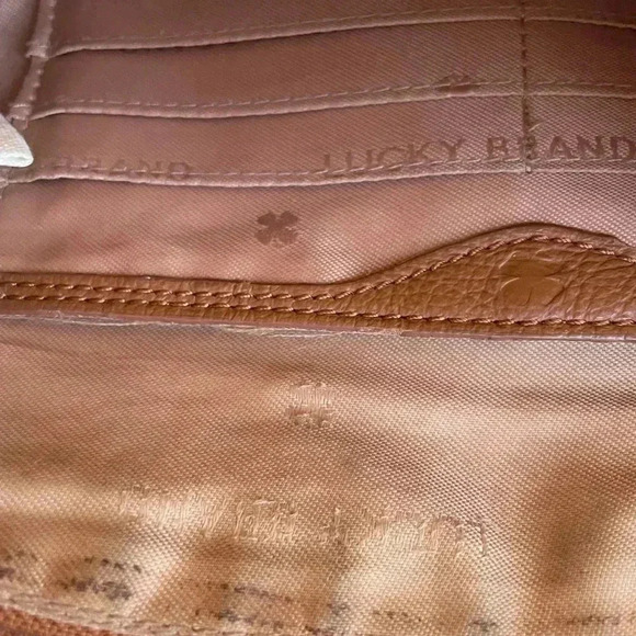 Lucky Brand Leather Cognac Brown Crossbody Purse Bag - Picture 8 of 11